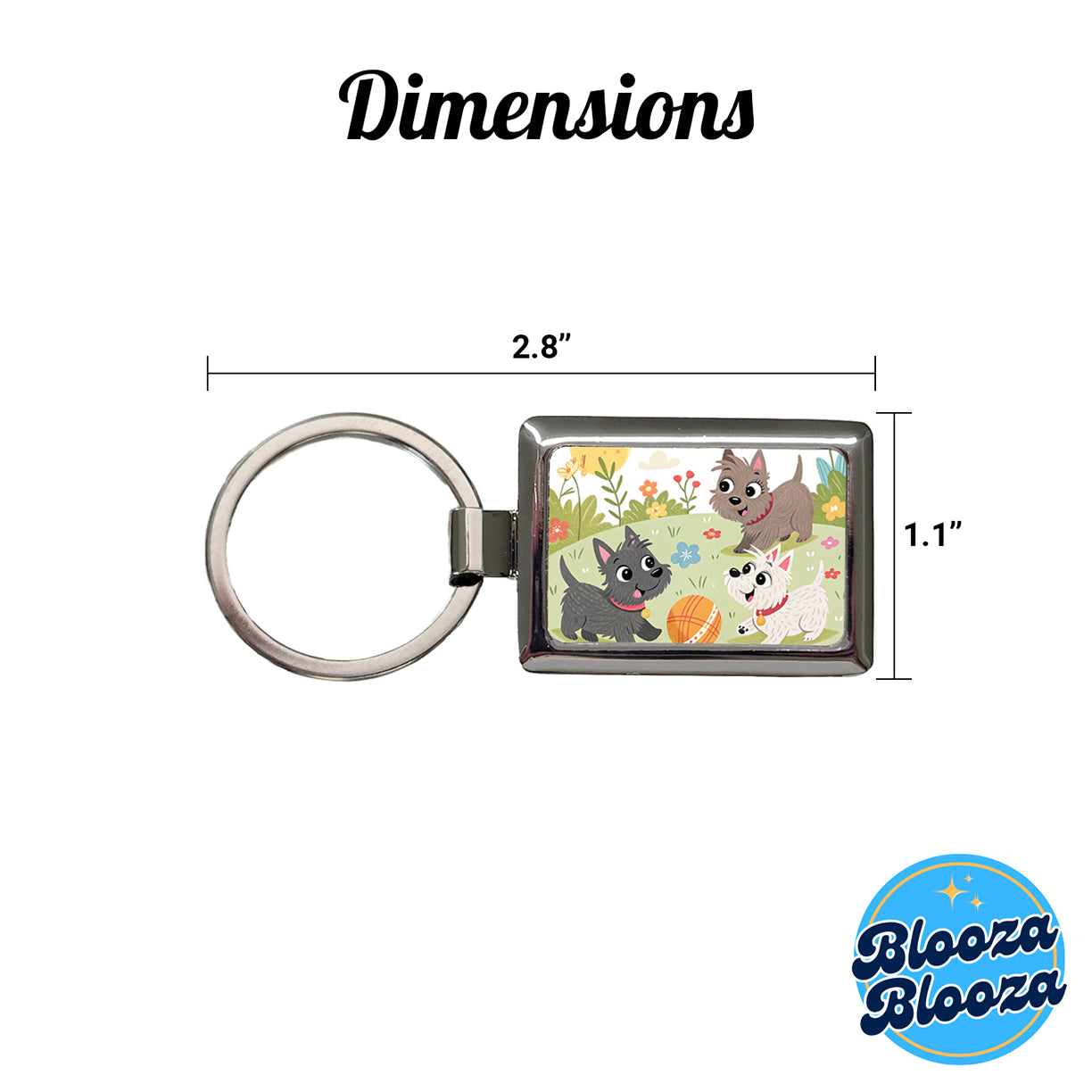 Kawaii Scottish Terriers Dogs Rectangle Metal Keychain
