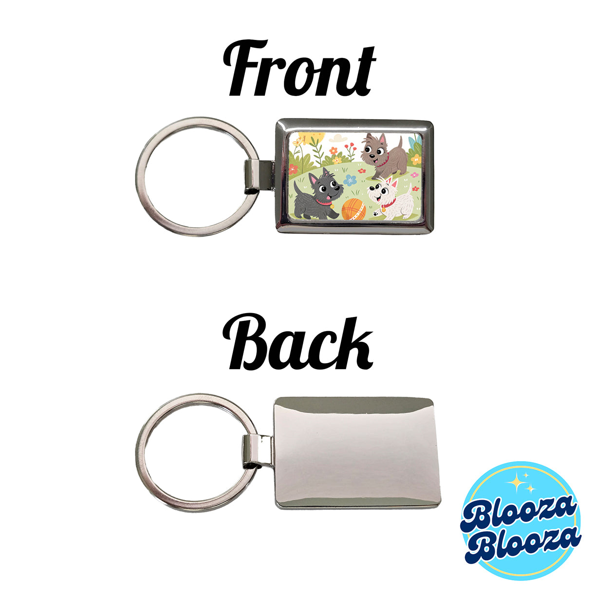 Kawaii Scottish Terriers Dogs Rectangle Metal Keychain