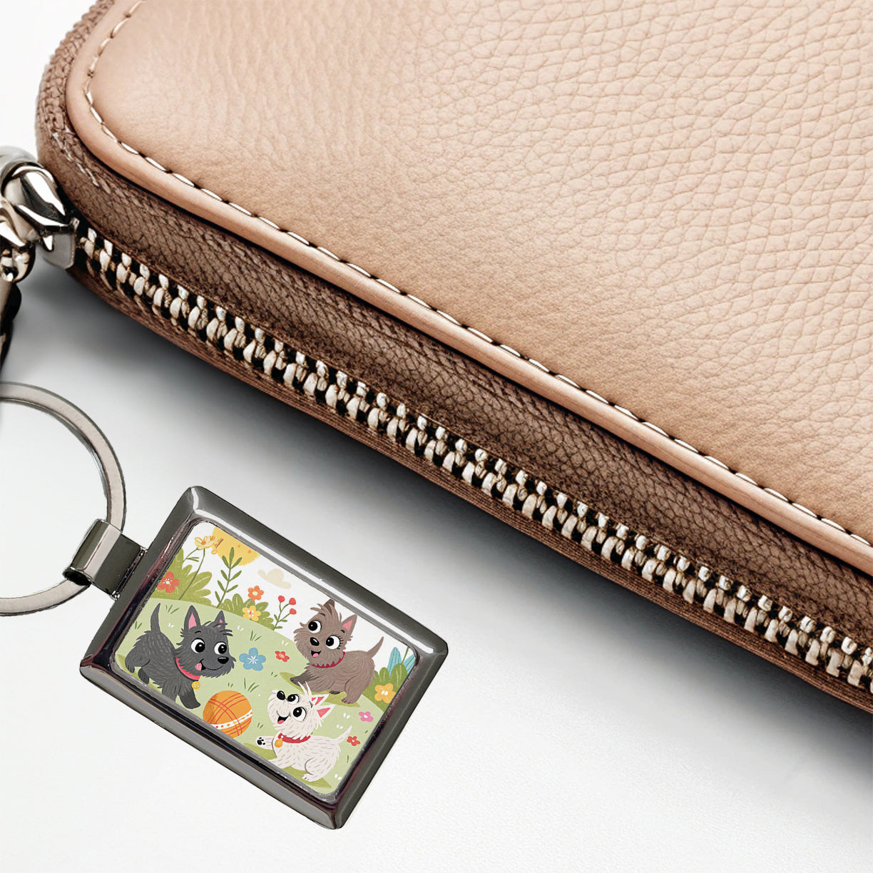 Kawaii Scottish Terriers Dogs Rectangle Metal Keychain
