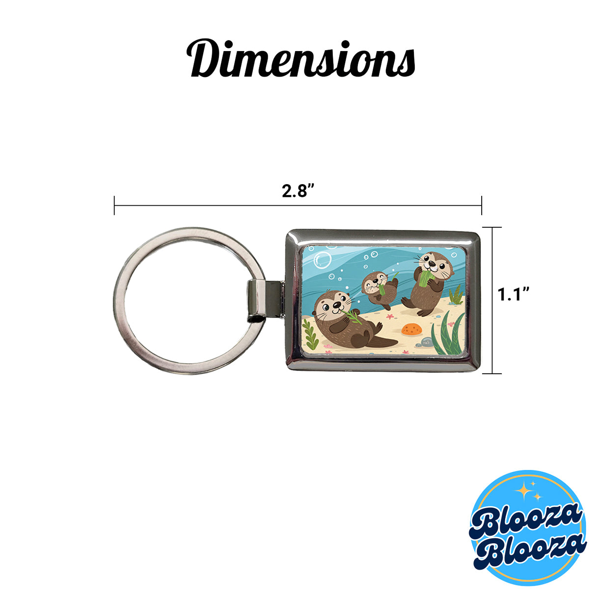 Kawaii Sea Otters Rectangle Metal Keychain