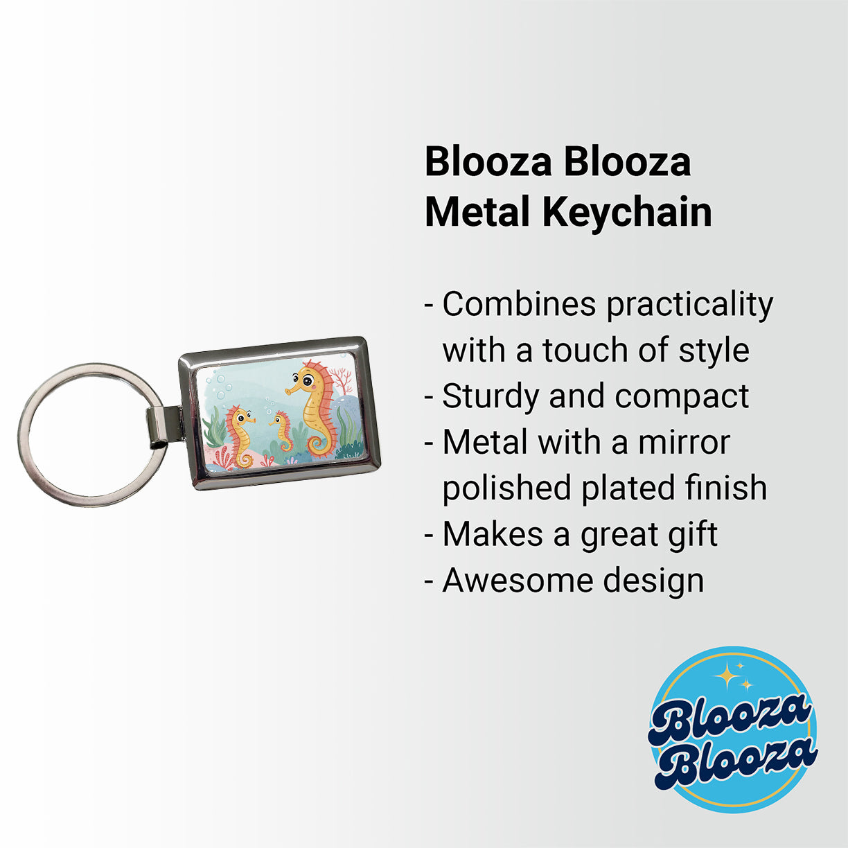 Kawaii Seahorses Rectangle Metal Keychain