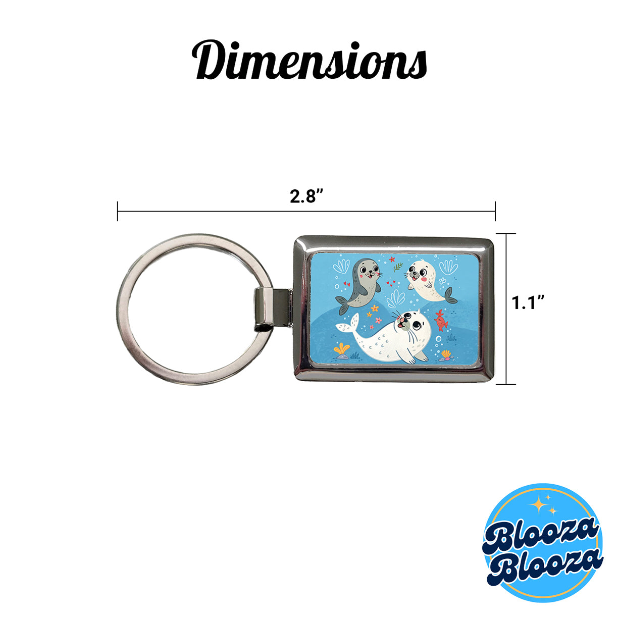 Kawaii Seals Rectangle Metal Keychain