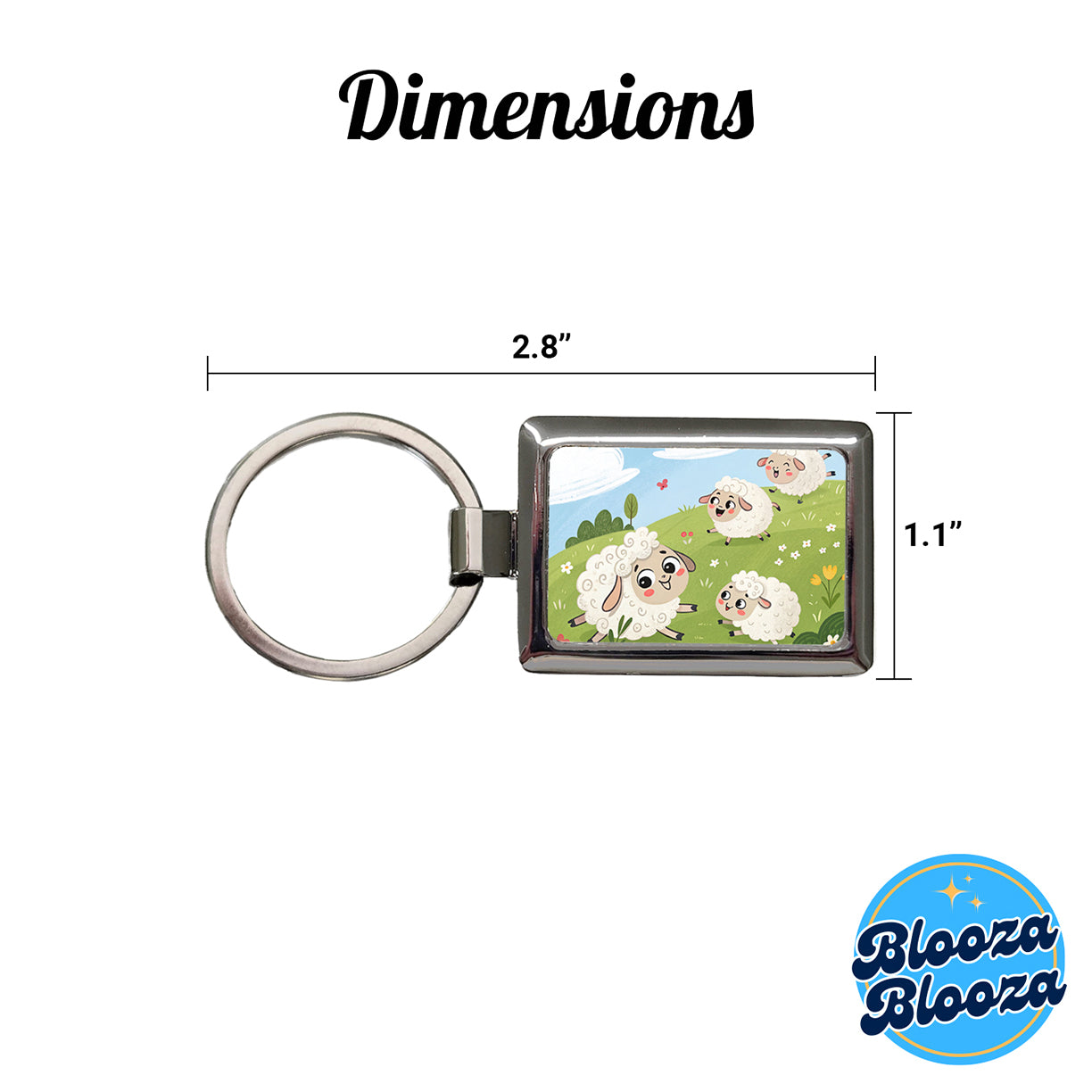 Kawaii Sheep Rectangle Metal Keychain
