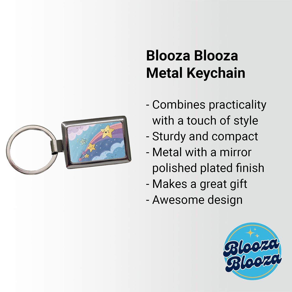 Kawaii Shooting Stars In Space Rectangle Metal Keychain