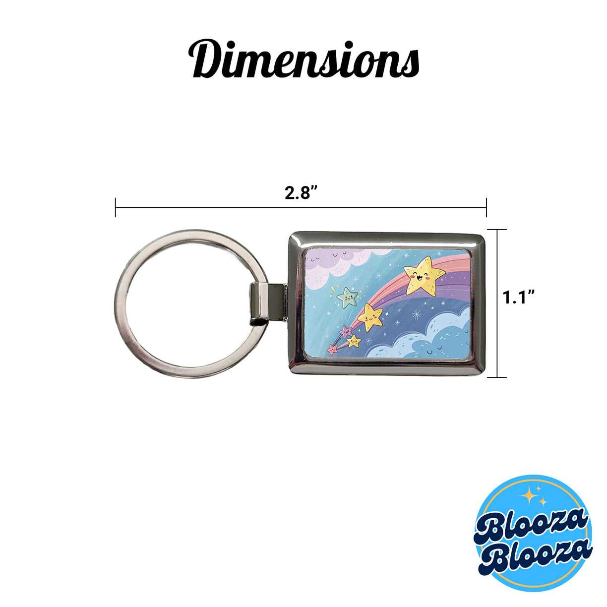 Kawaii Shooting Stars In Space Rectangle Metal Keychain