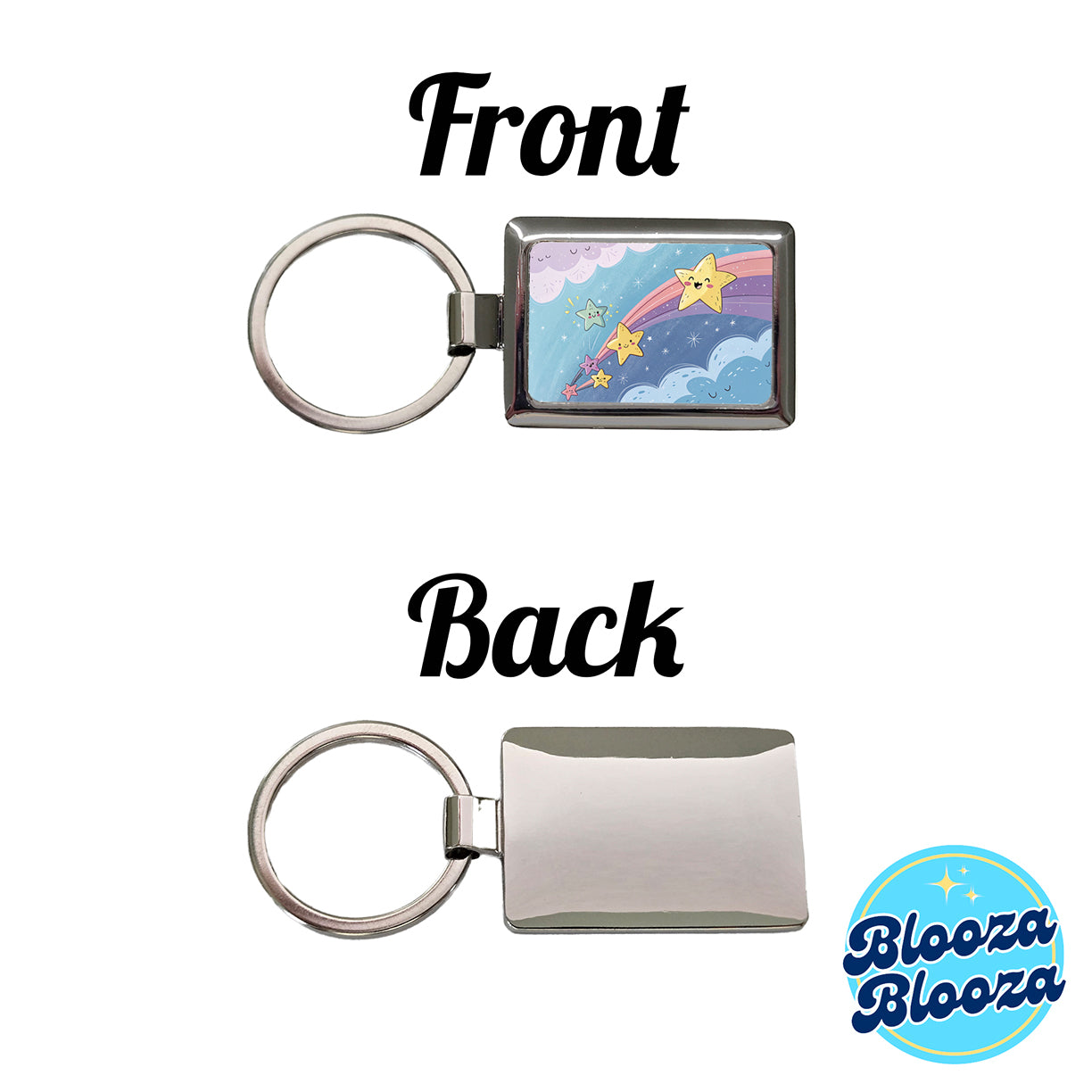 Kawaii Shooting Stars In Space Rectangle Metal Keychain