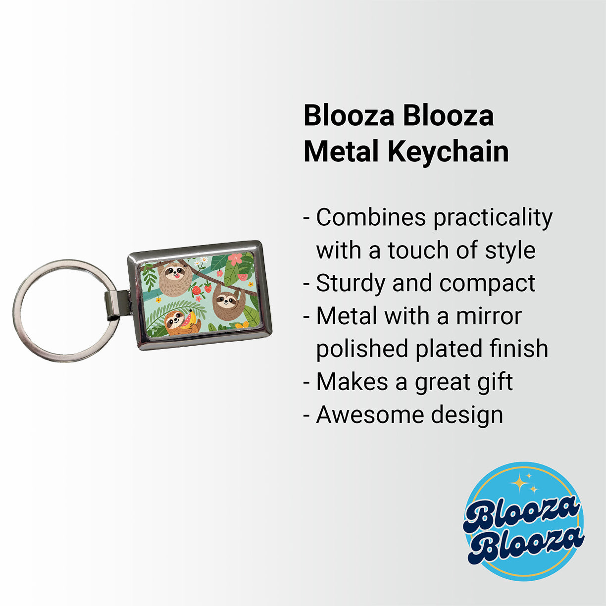 Kawaii Sloths Rectangle Metal Keychain