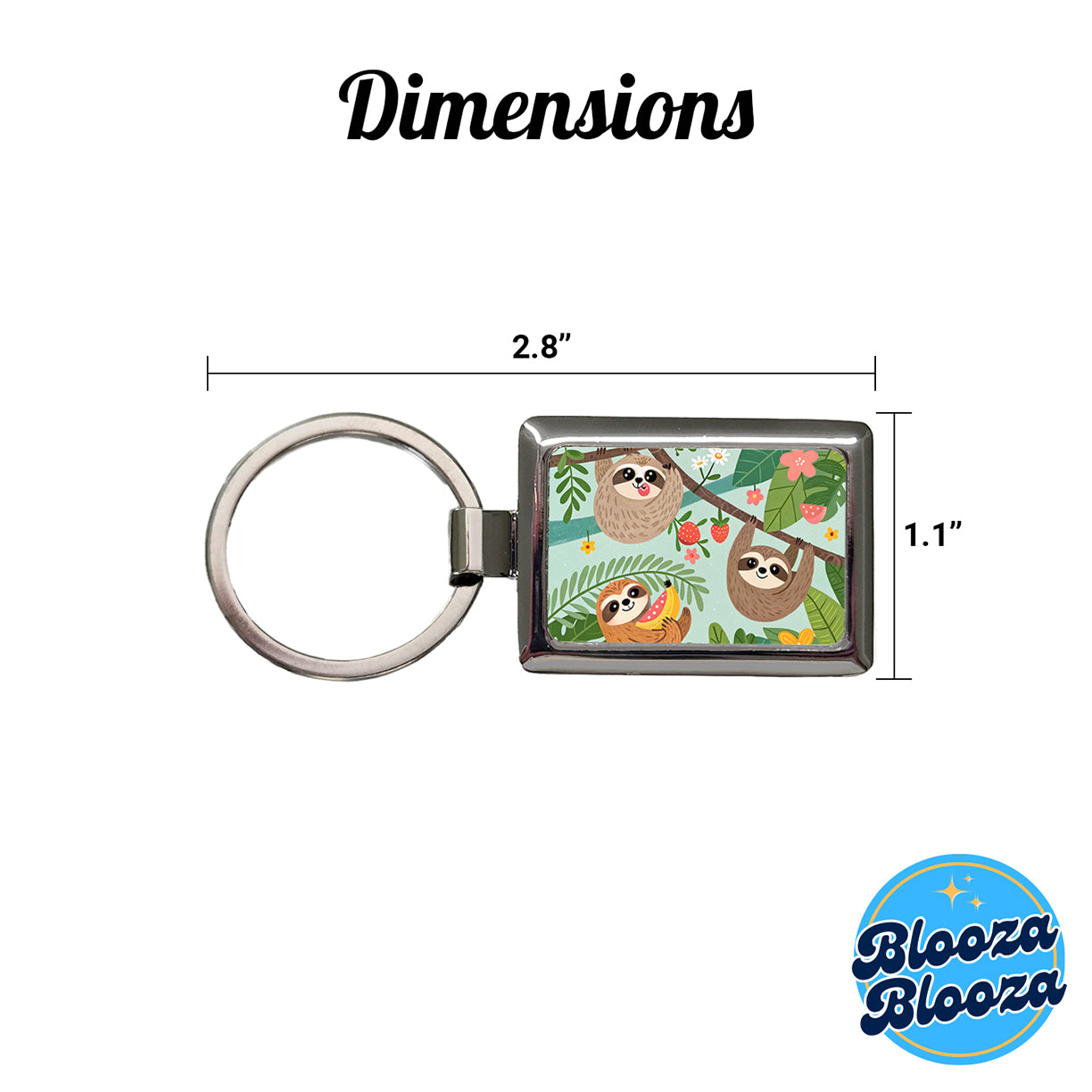 Kawaii Sloths Rectangle Metal Keychain