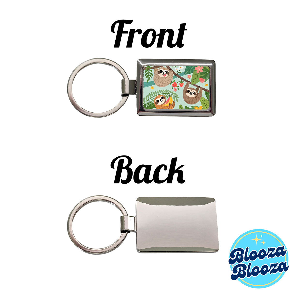 Kawaii Sloths Rectangle Metal Keychain