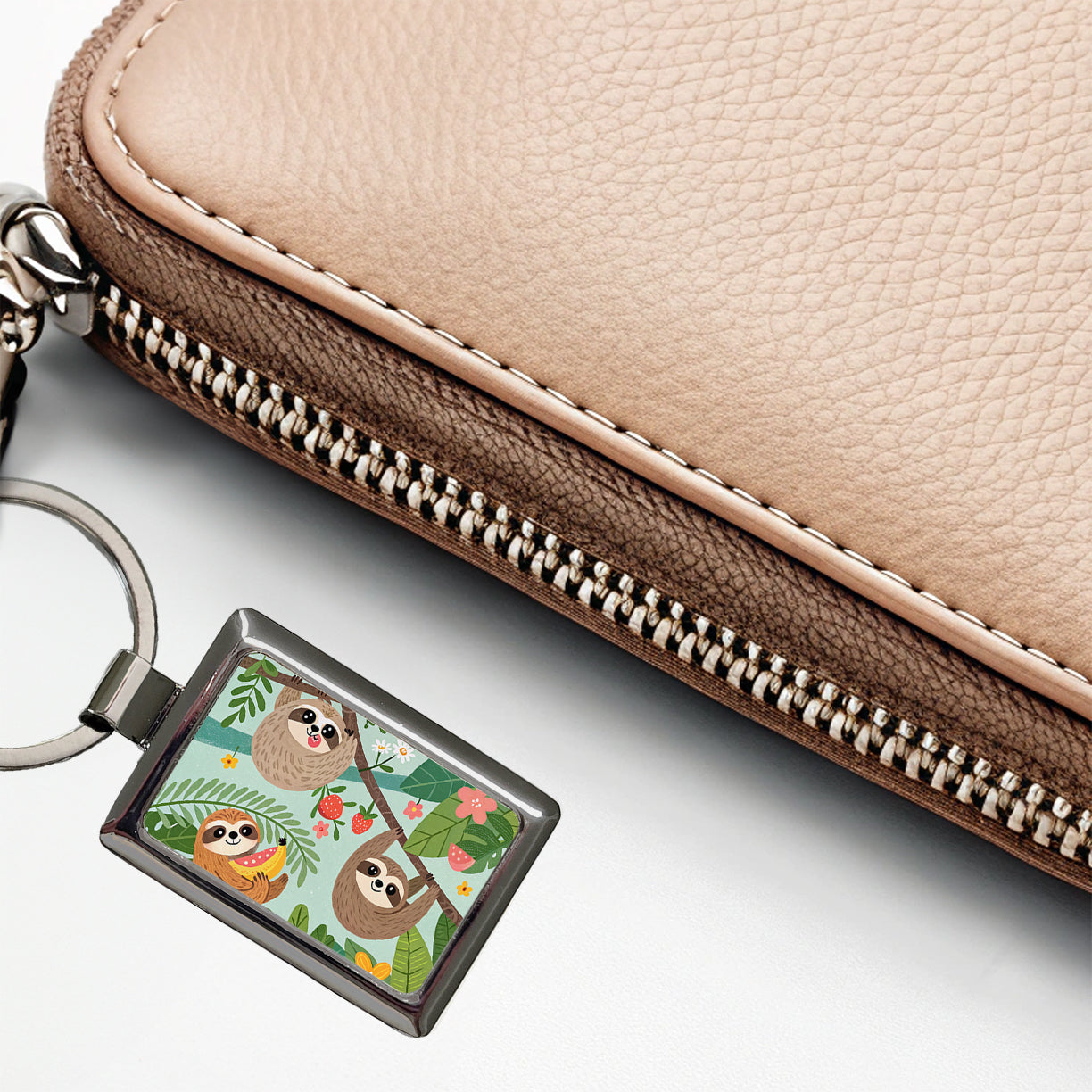 Kawaii Sloths Rectangle Metal Keychain