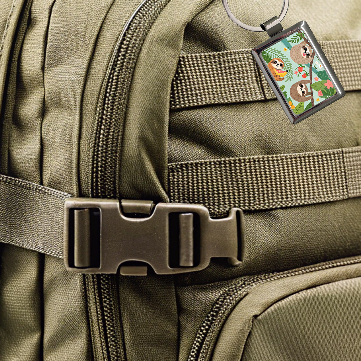 Kawaii Sloths Rectangle Metal Keychain