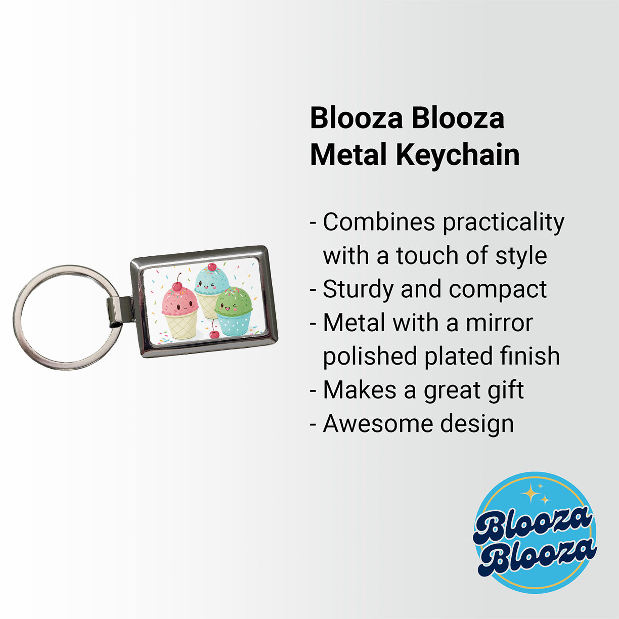 Kawaii Snowcones Rectangle Metal Keychain