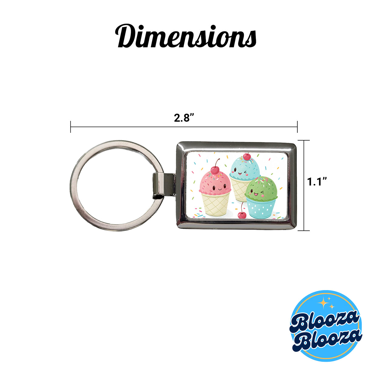 Kawaii Snowcones Rectangle Metal Keychain