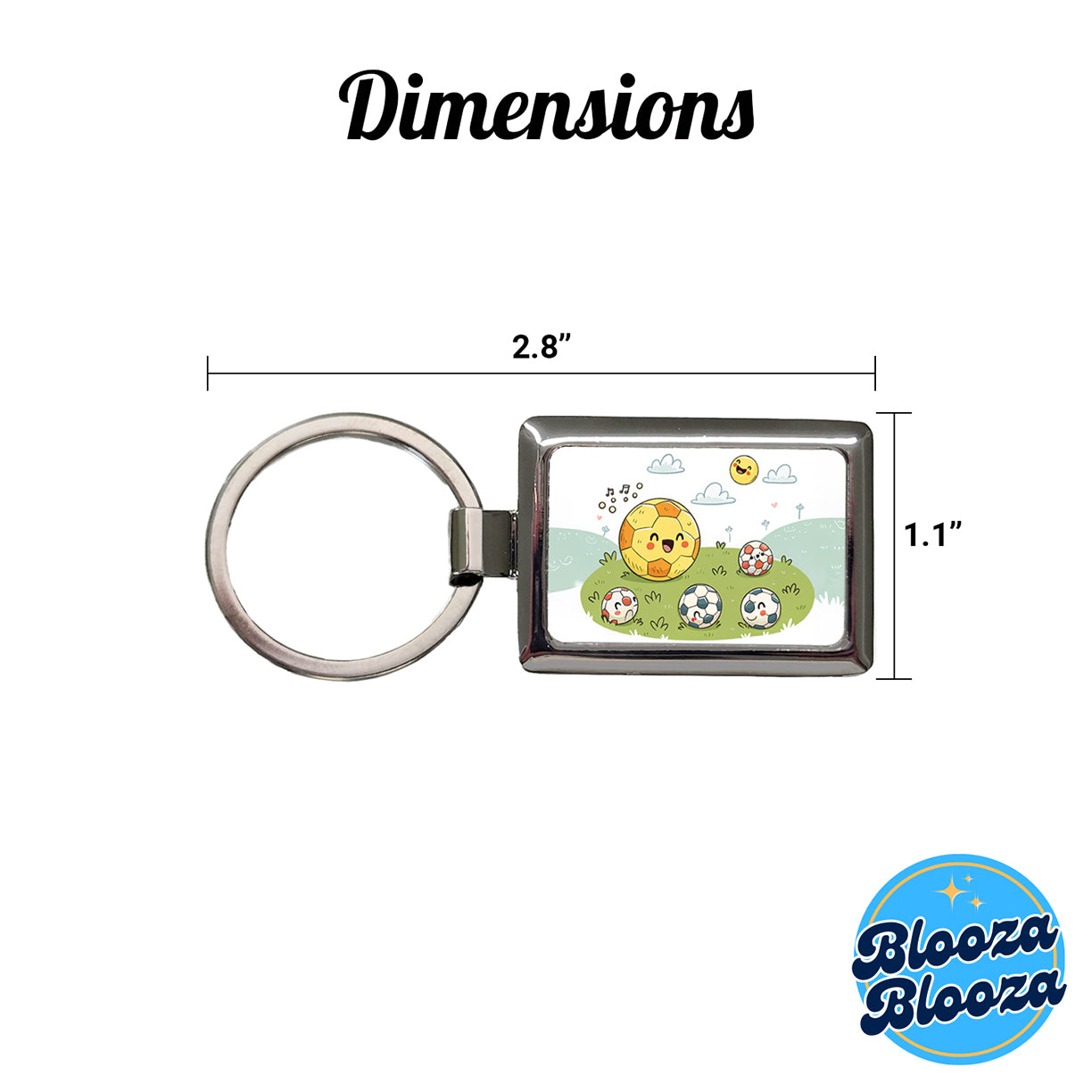 Kawaii Soccer Balls Rectangle Metal Keychain