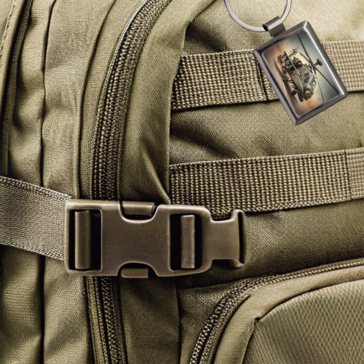 AH-64 Apache US Army Attack Helicopter Rectangle Metal Keychain
