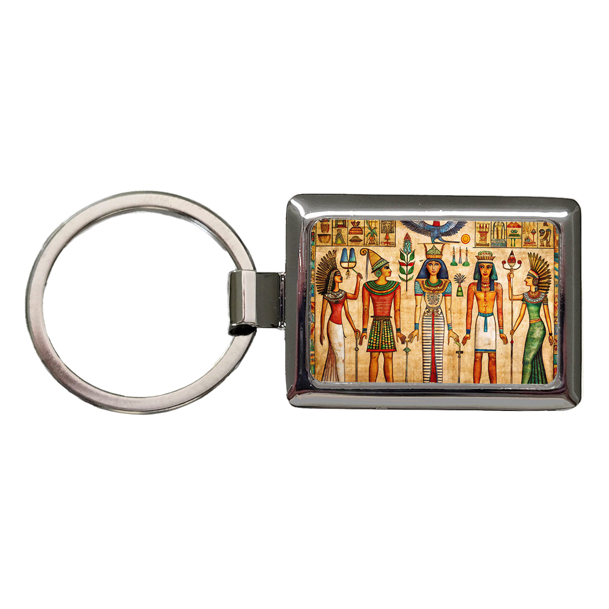 Ancient Egyptian Hieroglyphics Pharaohs Gods Rectangle Metal Keychain