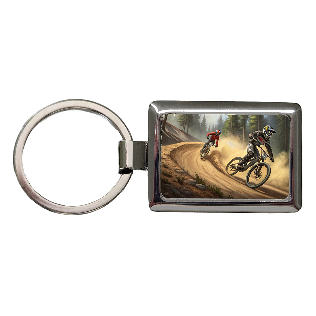 Bicycle Motocross Bikes Racing Rectangle Metal Keychain