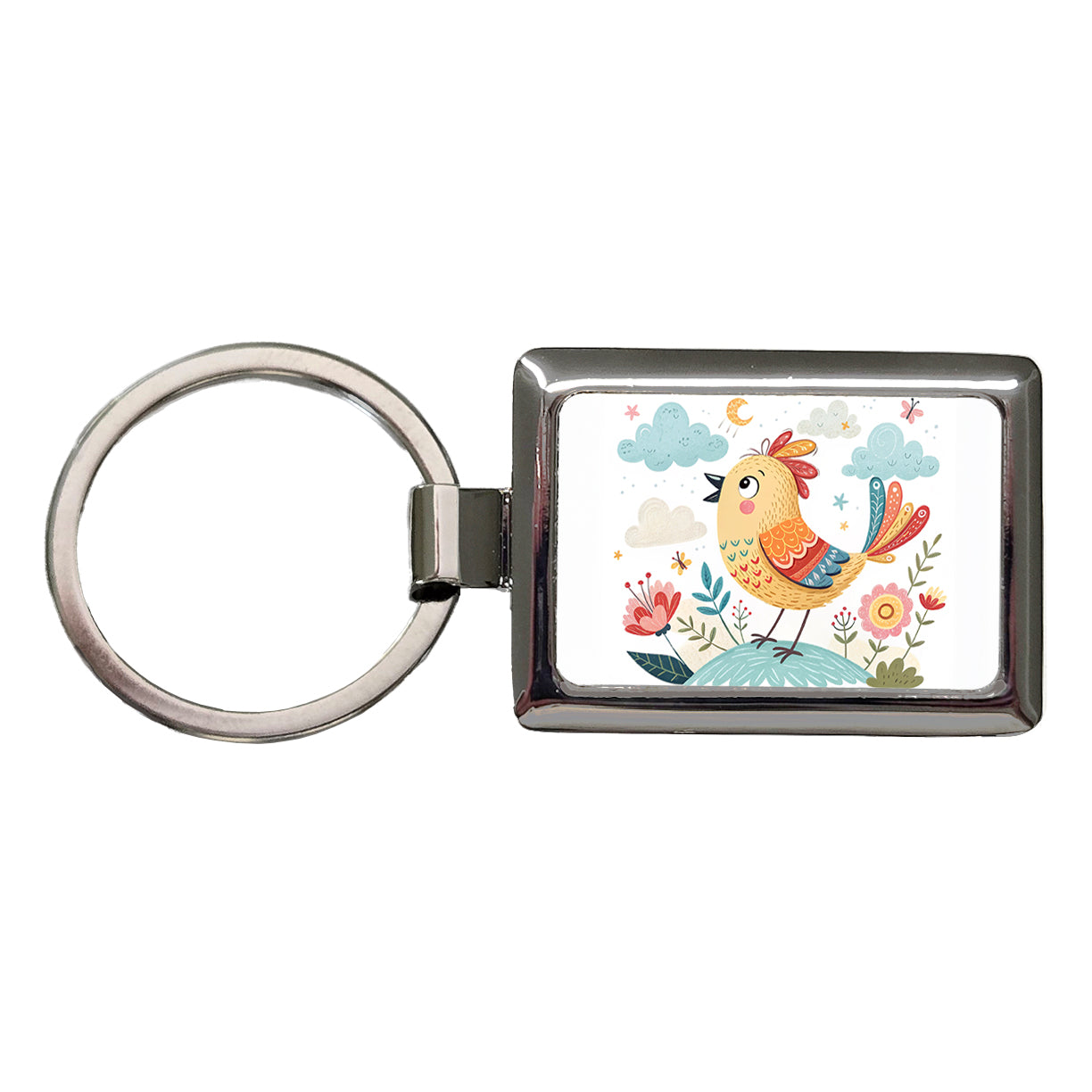 Bird Children's Illustration Style Rectangle Metal Keychain