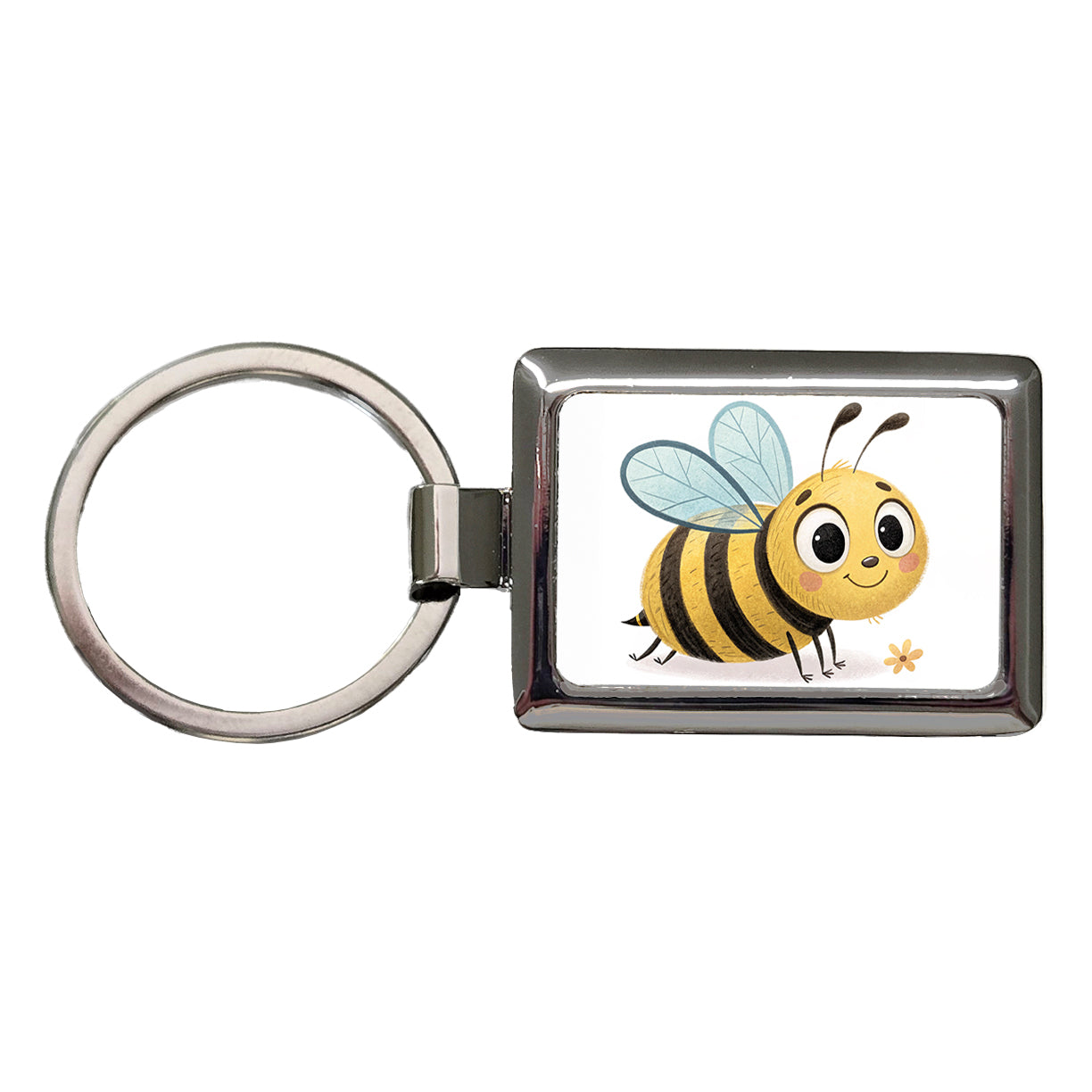 Bumble Bee Children's Illustration Style Rectangle Metal Keychain