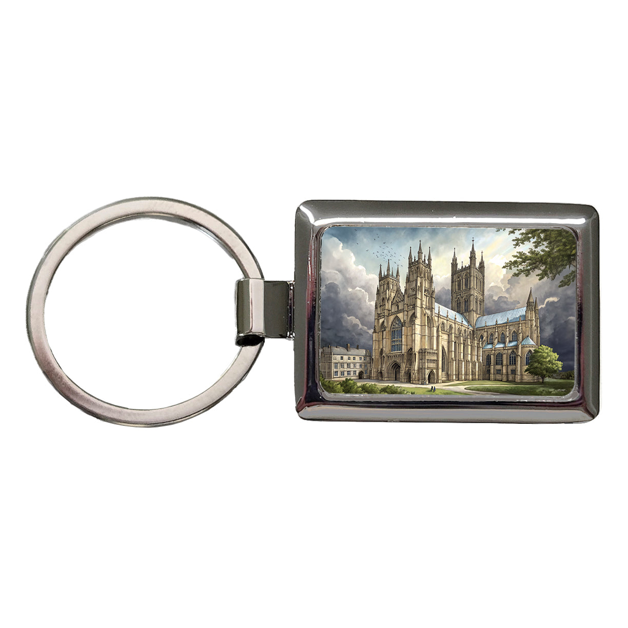 Canterbury Cathedral England Great Britain Rectangle Metal Keychain