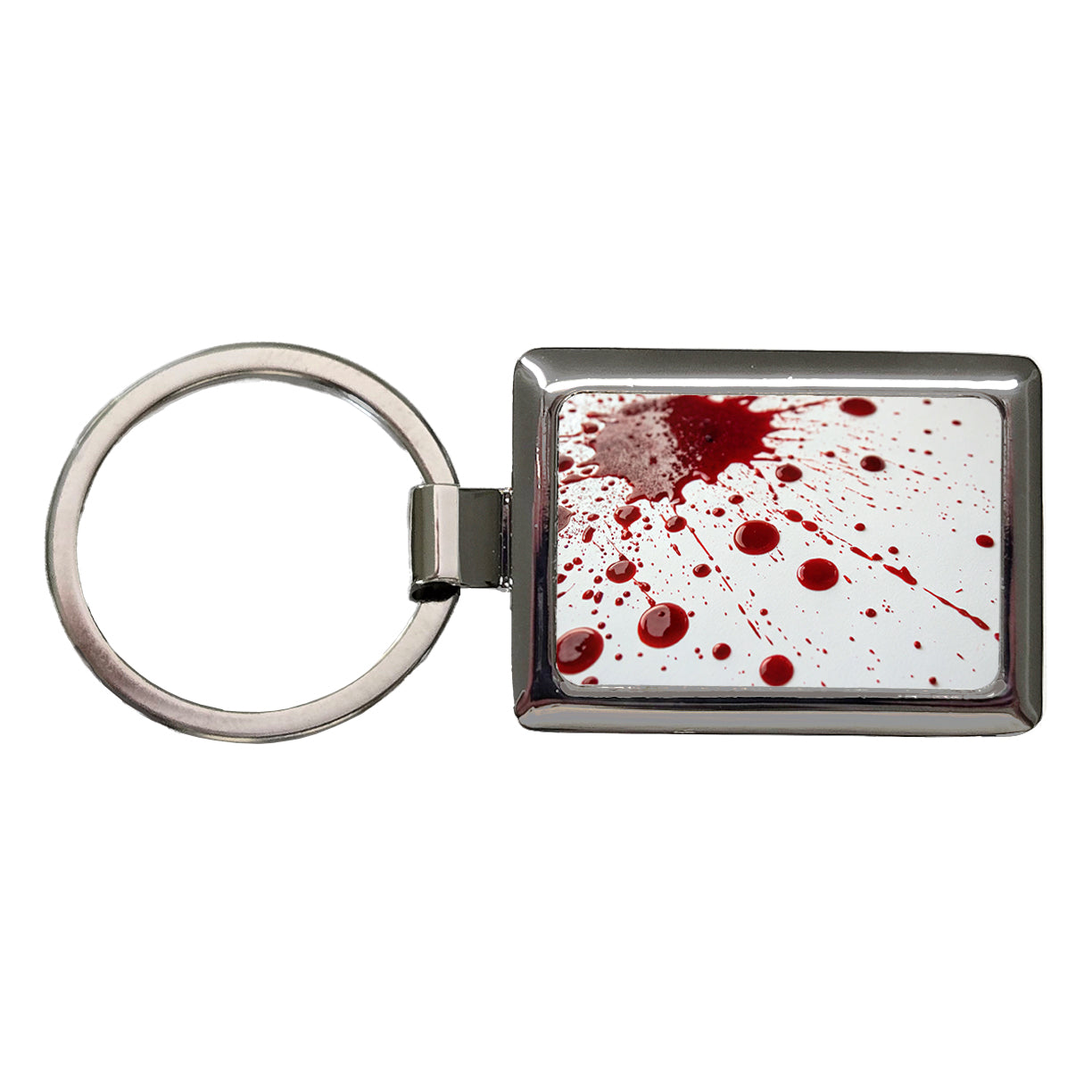 Close-Up Blood Splatters Rectangle Metal Keychain
