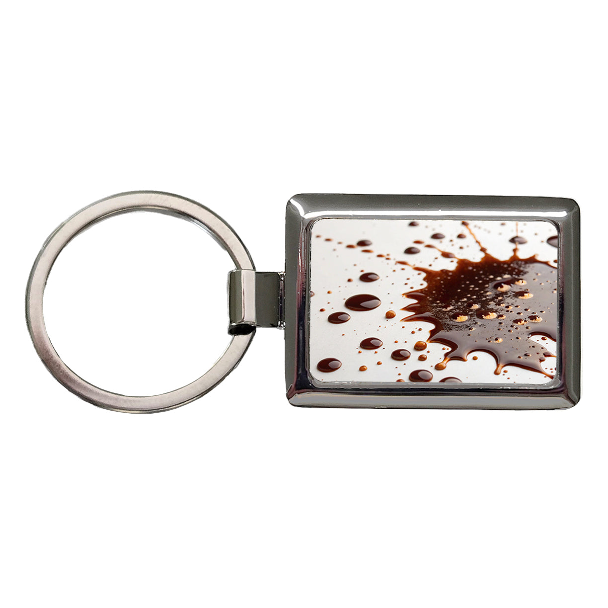 Close-Up of Spilled Coffee Rectangle Metal Keychain