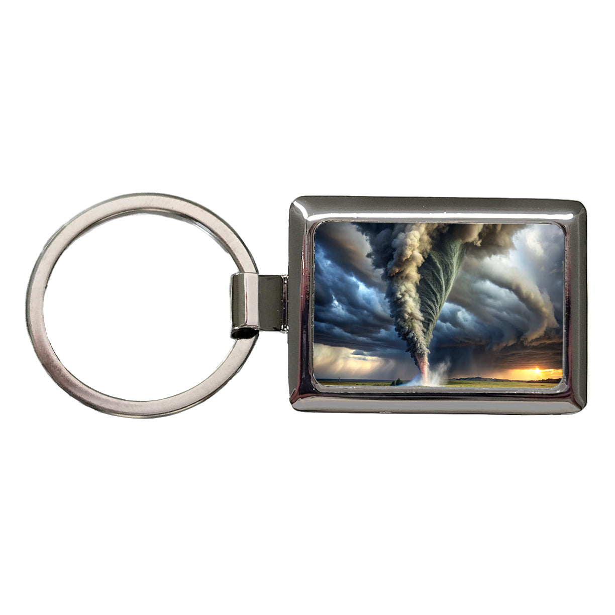 Dark and Scary Tornado Twister Rectangle Metal Keychain