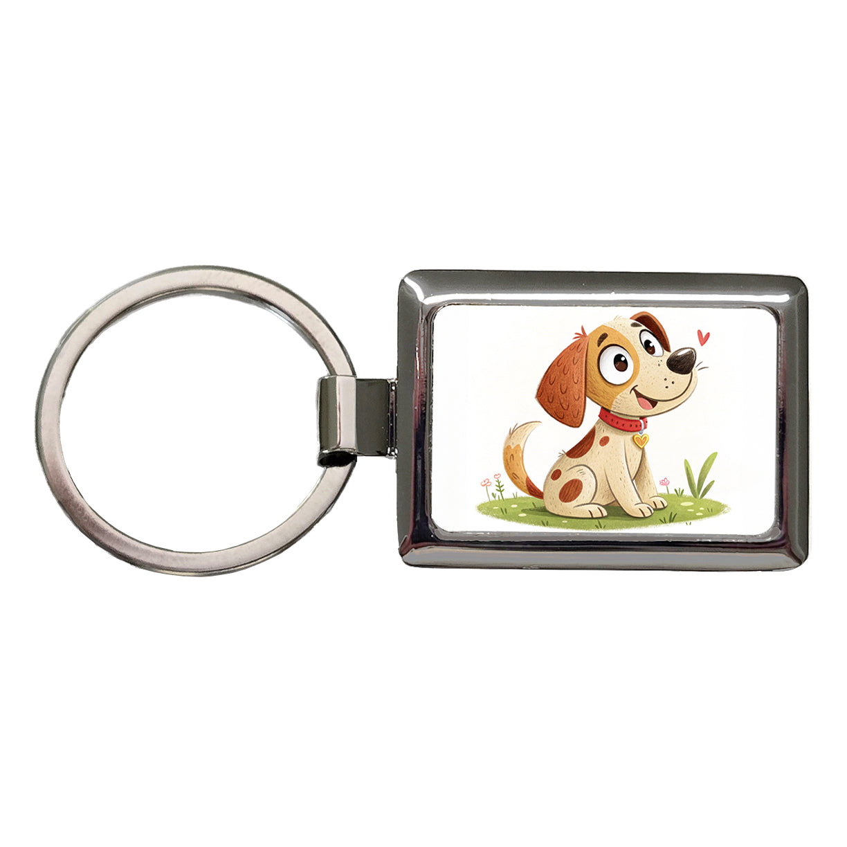 Dog Children's Illustration Style Rectangle Metal Keychain