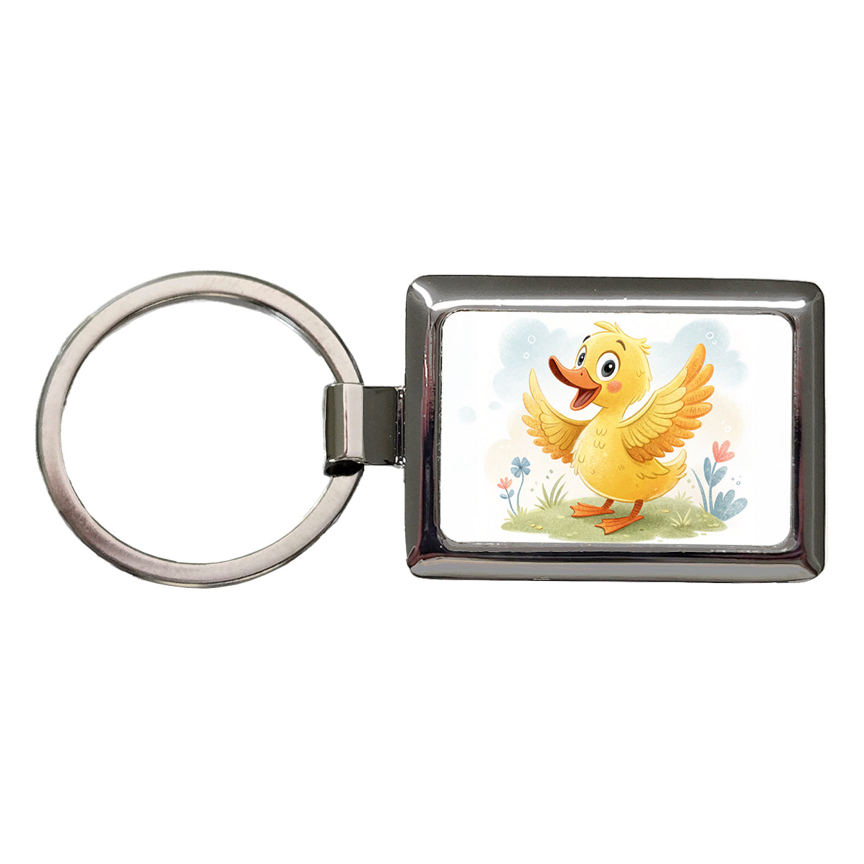 Duck Children's Illustration Style Rectangle Metal Keychain