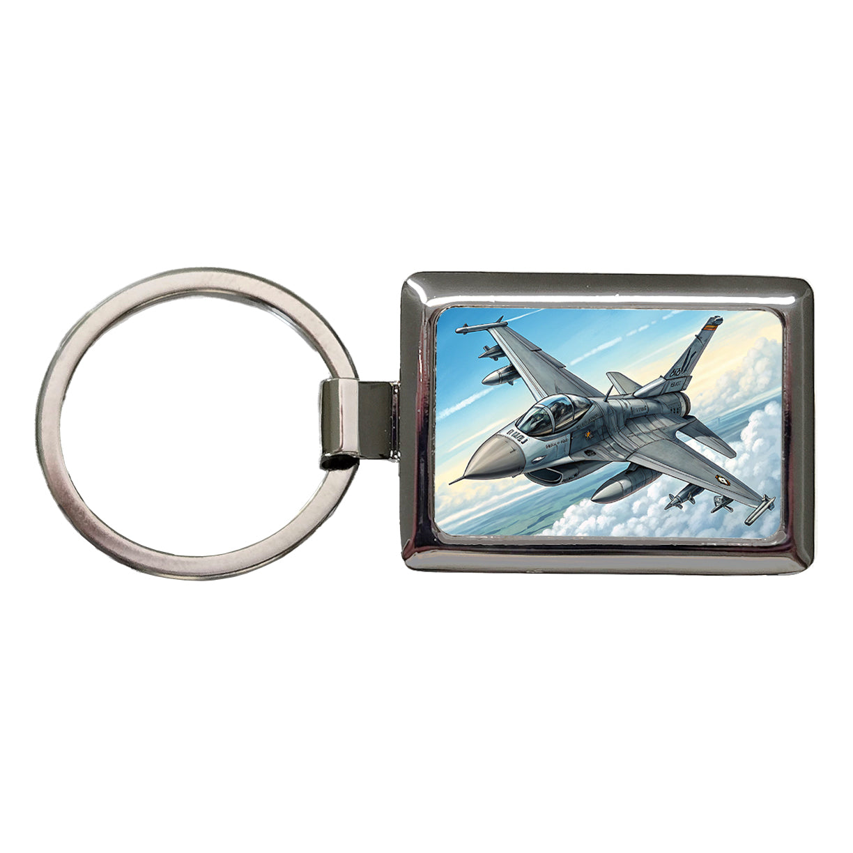 F-16 Fighting Falcon Viper US Air Force Air Superiority Fighter Plane Rectangle Metal Keychain