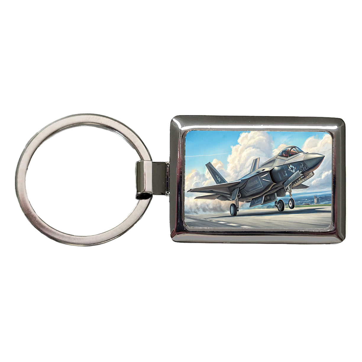 F-35 Lightning II US Air Force Navy Marines Strike Fighter Plane Rectangle Metal Keychain
