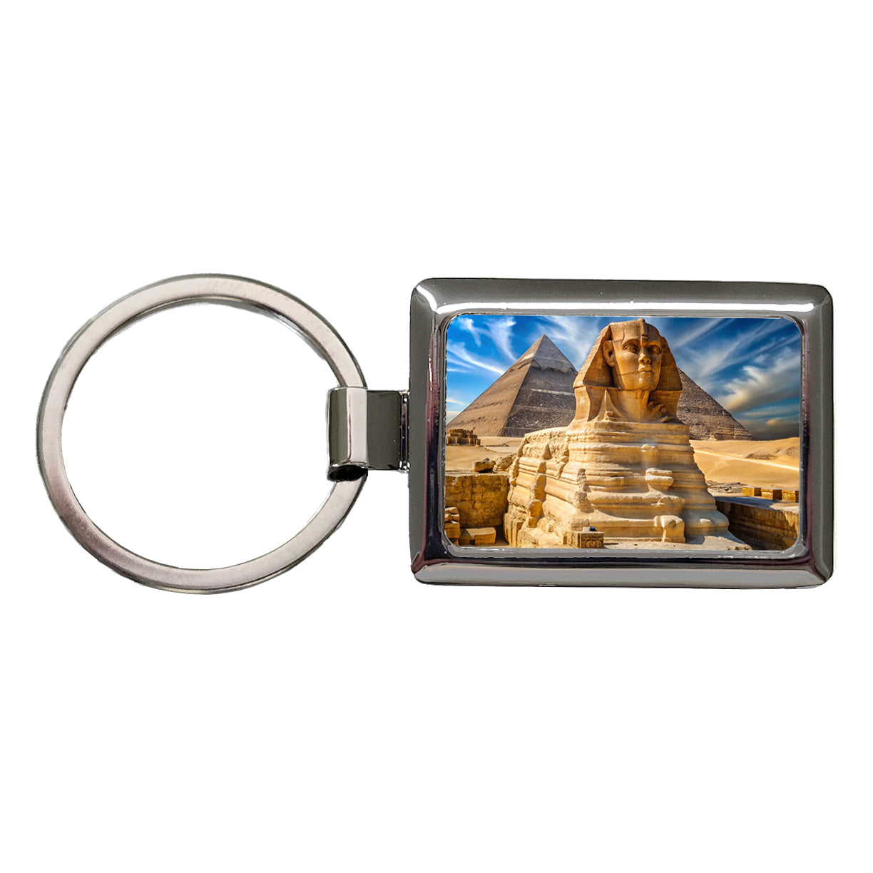 Great Sphinx Of Giza Pyramids Egypt Rectangle Metal Keychain