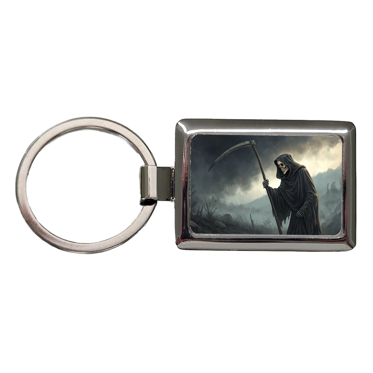 Grim Reaper Death Halloween Rectangle Metal Keychain