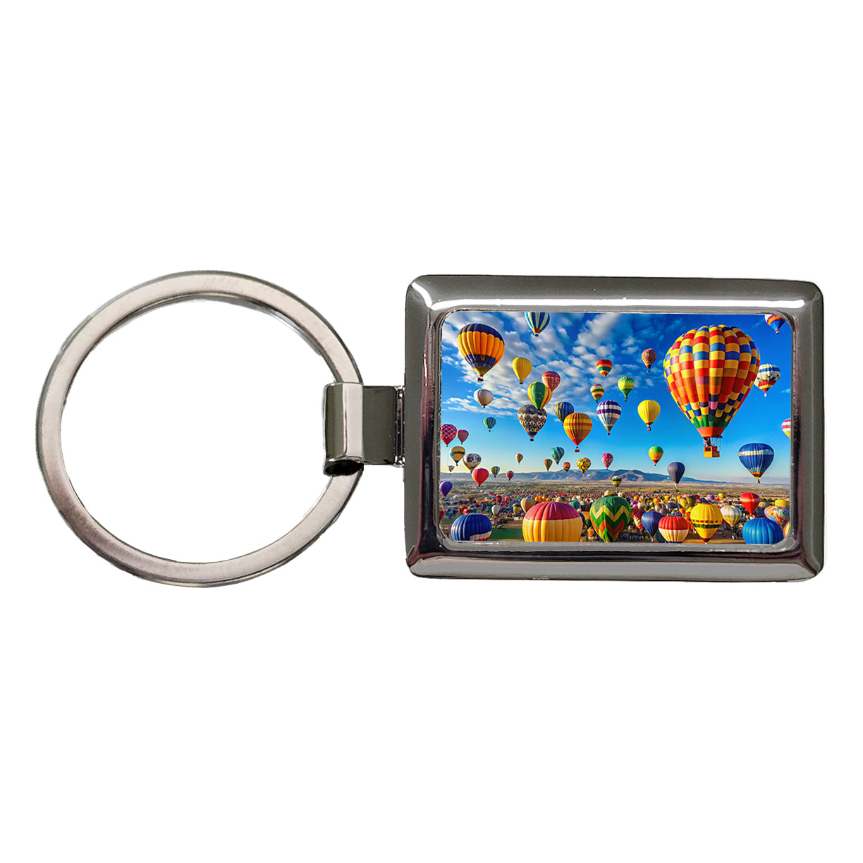 Hot Air Balloons In The Sky Balloon Festival Albuquerque Rectangle Metal Keychain