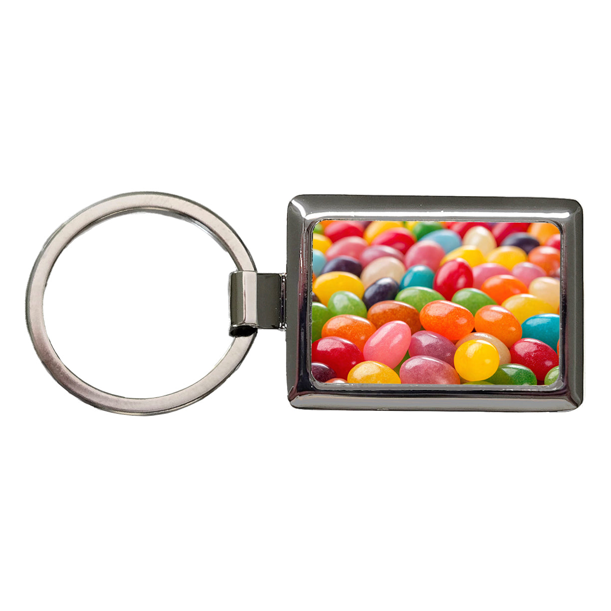 Lots of Jelly Beans Easter Candy Rectangle Metal Keychain
