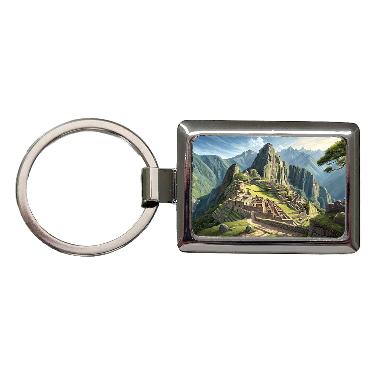 Machu Picchu Incan Citadel Andes Mountains Peru Rectangle Metal Keychain