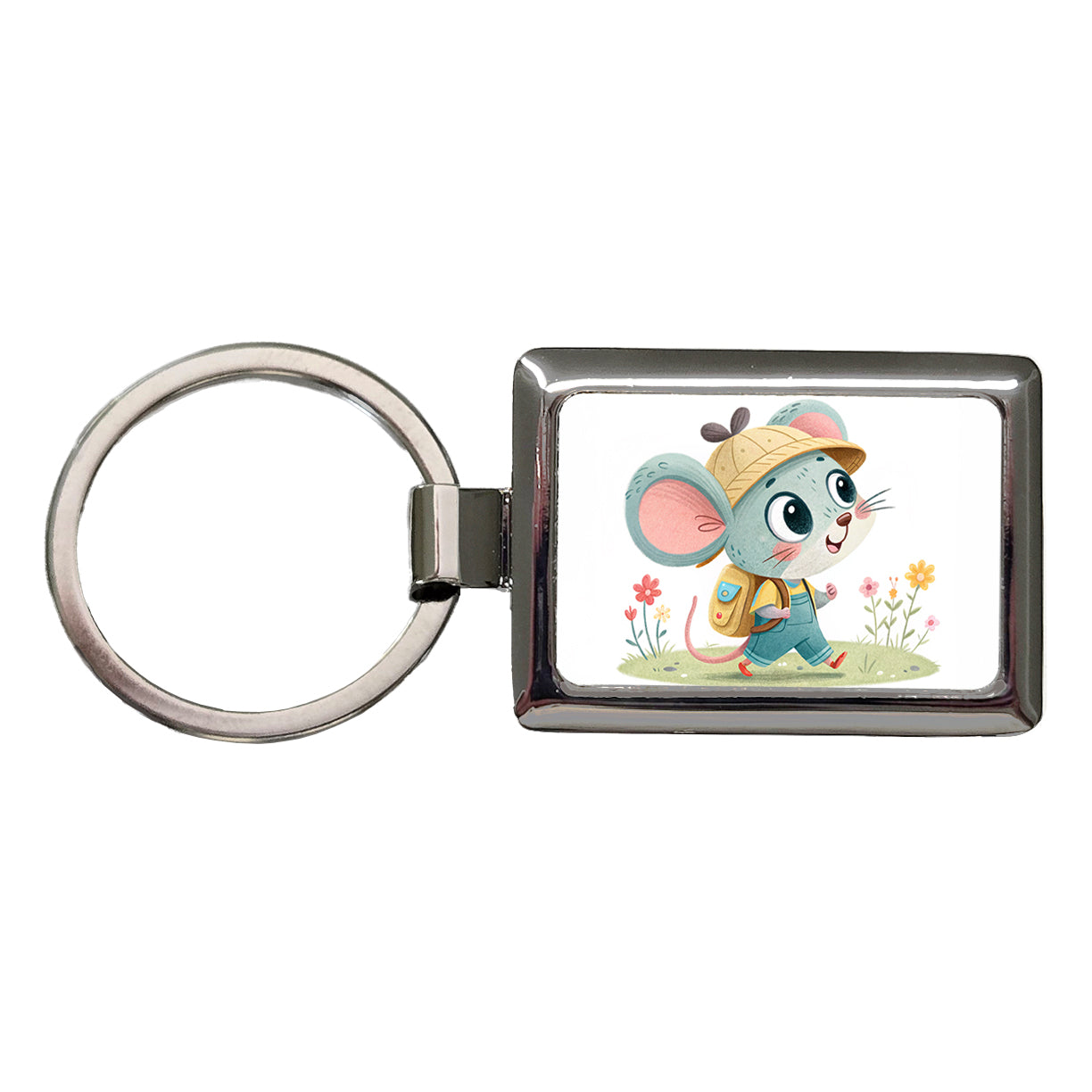 Mouse Children's Illustration Style Rectangle Metal Keychain