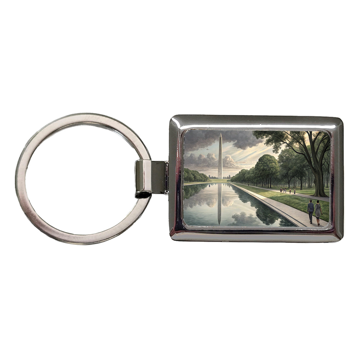 National Mall Reflecting Pool In Washington DC Rectangle Metal Keychain