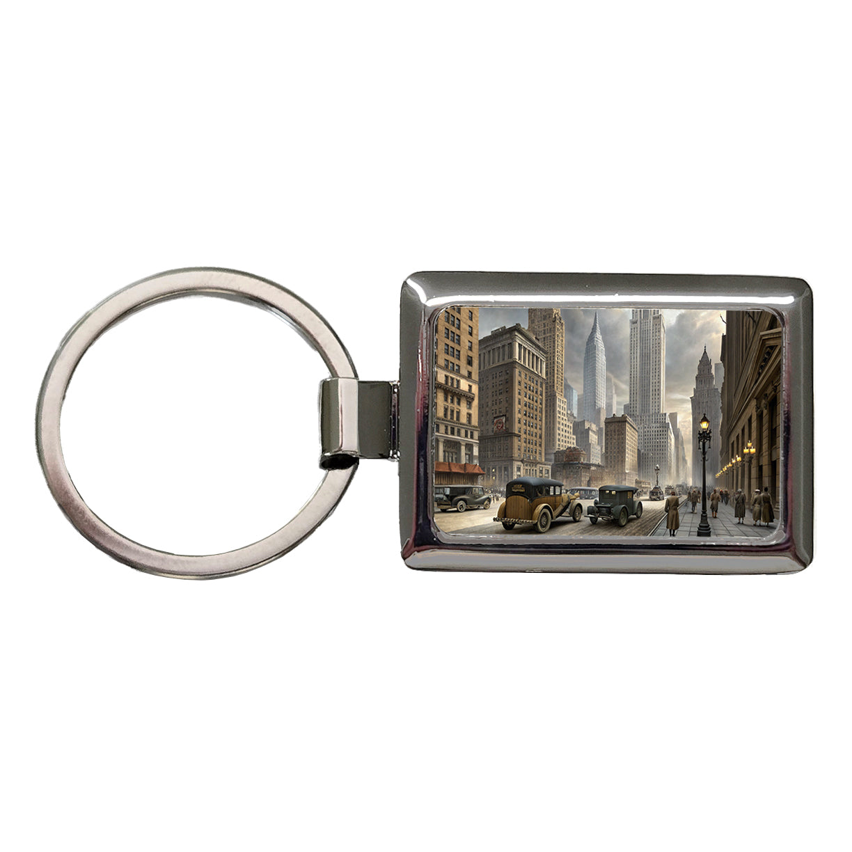 New York City in the 1900's Rectangle Metal Keychain