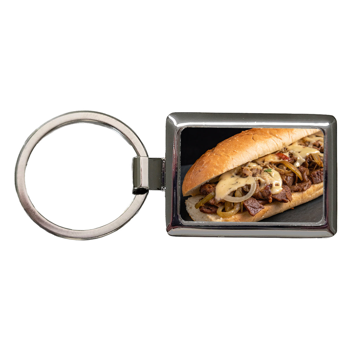 Philly Cheesesteak Sub Sandwich Rectangle Metal Keychain