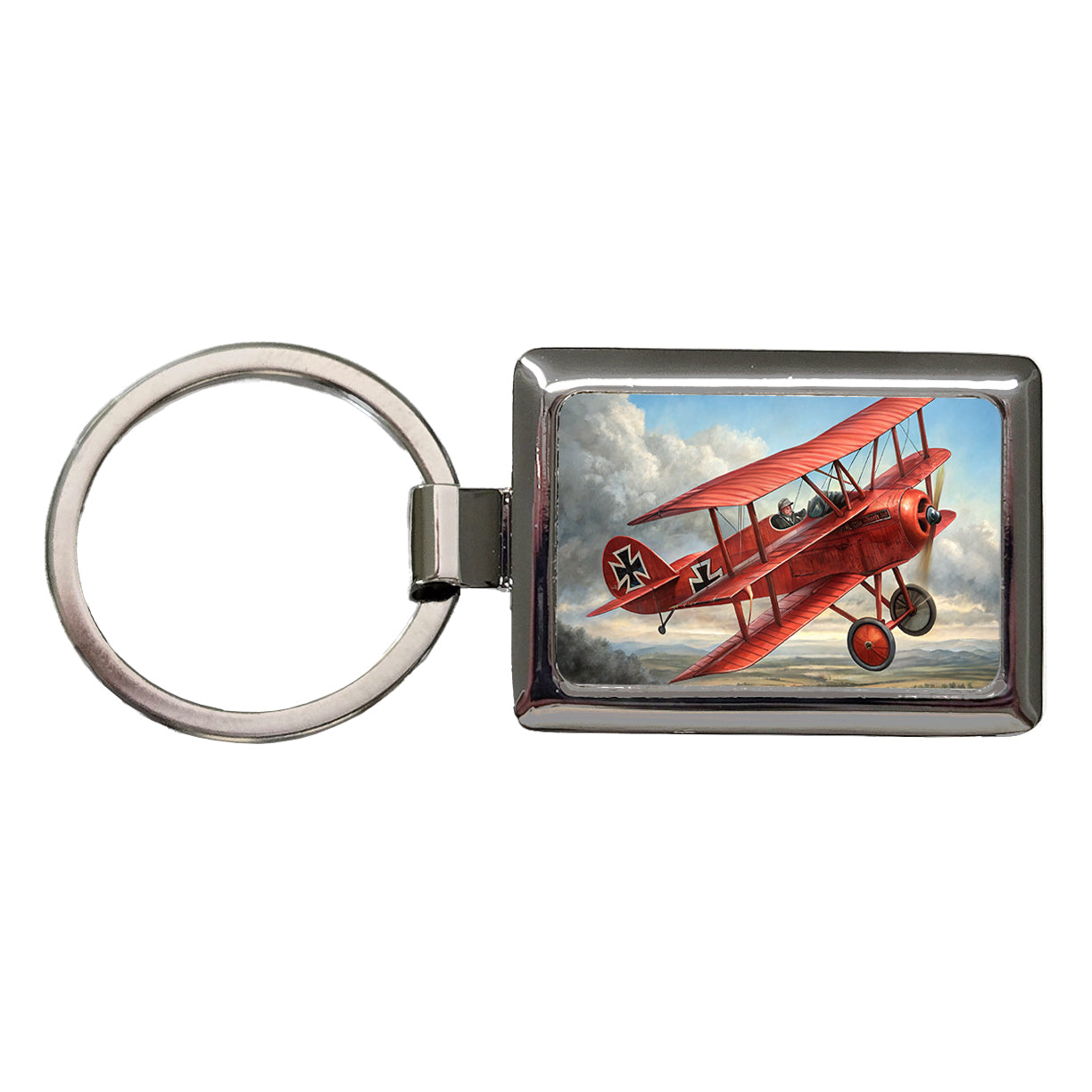 Red Baron's WWI Fokker Triplane Rectangle Metal Keychain