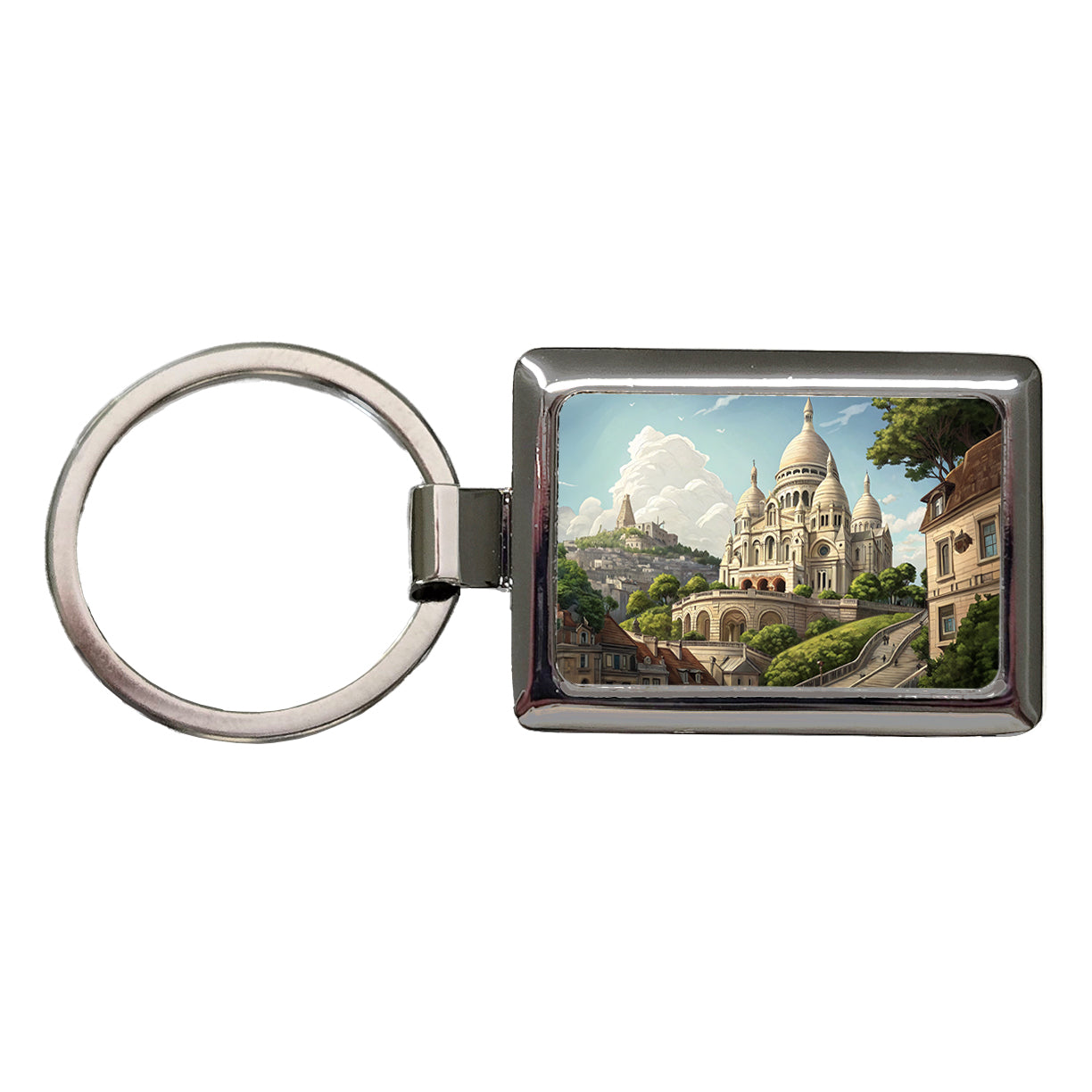 Sacre Coeur Church Paris France Rectangle Metal Keychain