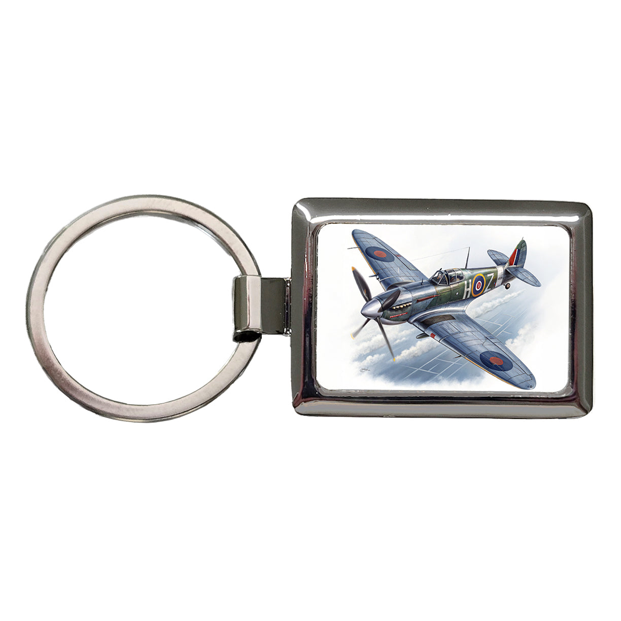 Spitfire WWII British Fighter Plane Rectangle Metal Keychain