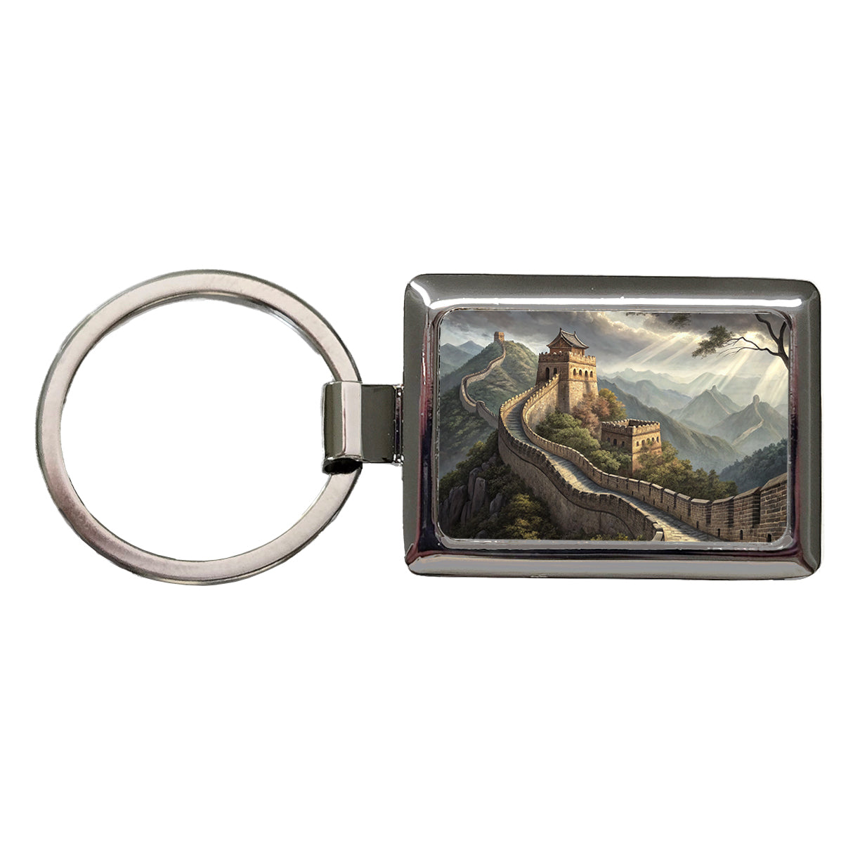 The Great Wall Of China Rectangle Metal Keychain