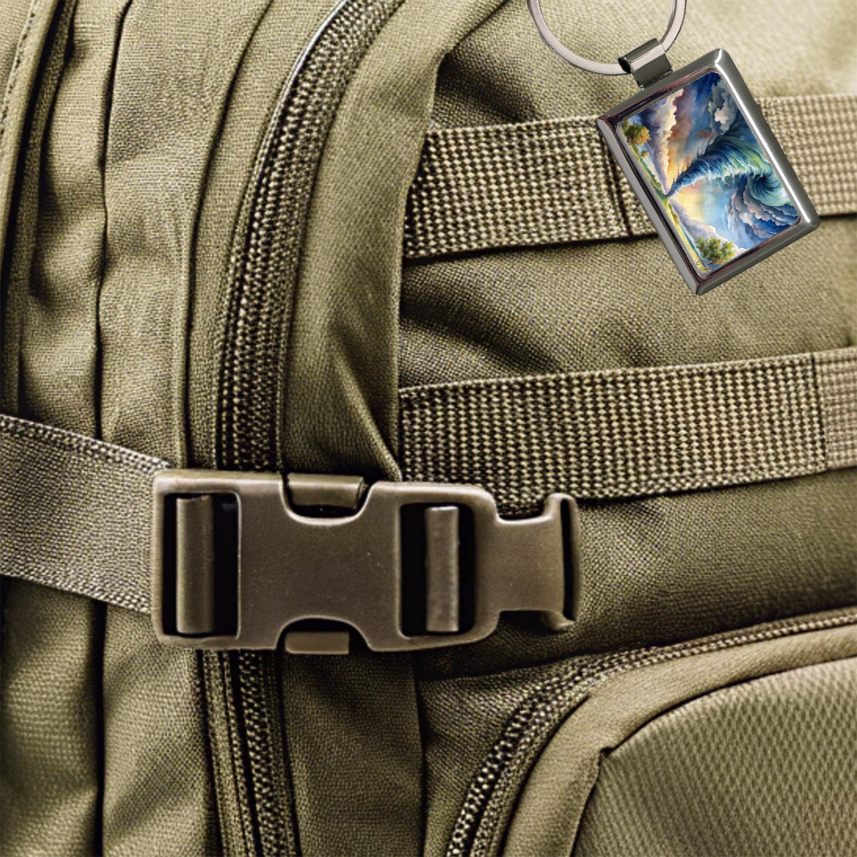 Tornado Twister Watercolor Rectangle Metal Keychain