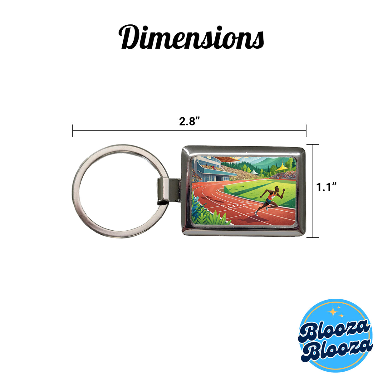 Track And Field Running Race Dash Rectangle Metal Keychain