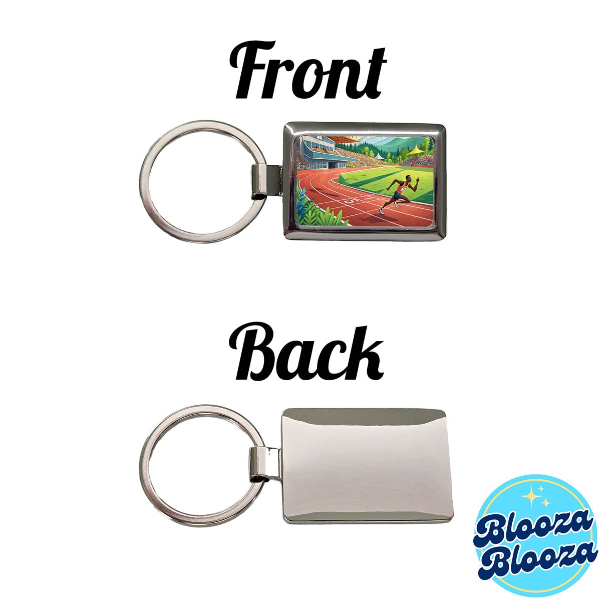 Track And Field Running Race Dash Rectangle Metal Keychain