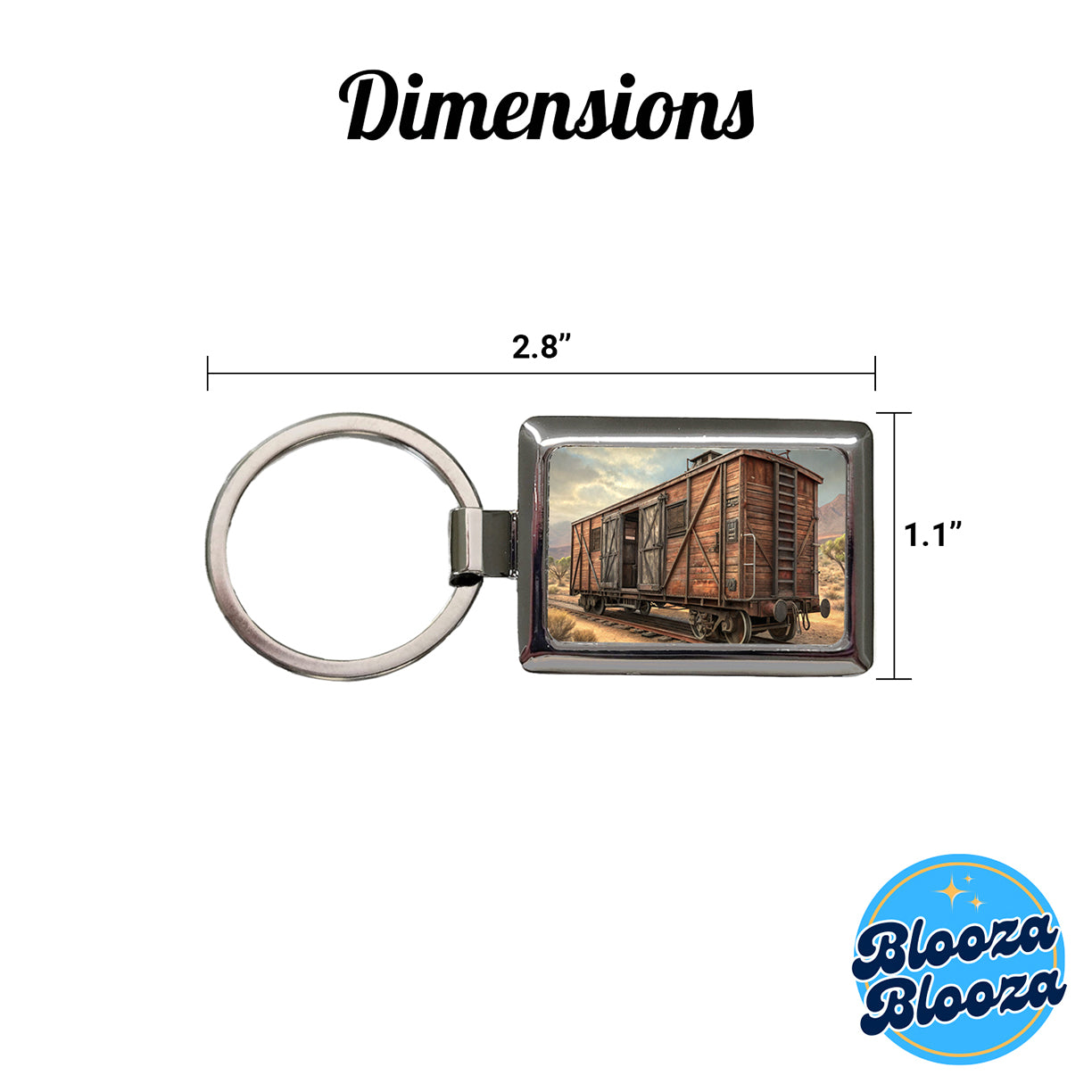 Train Freight Car Old West Western Rectangle Metal Keychain