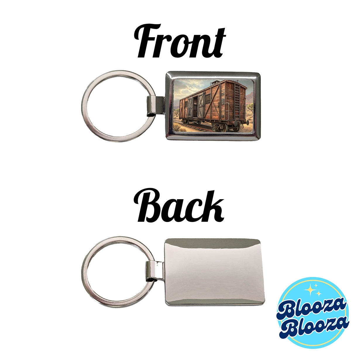 Train Freight Car Old West Western Rectangle Metal Keychain