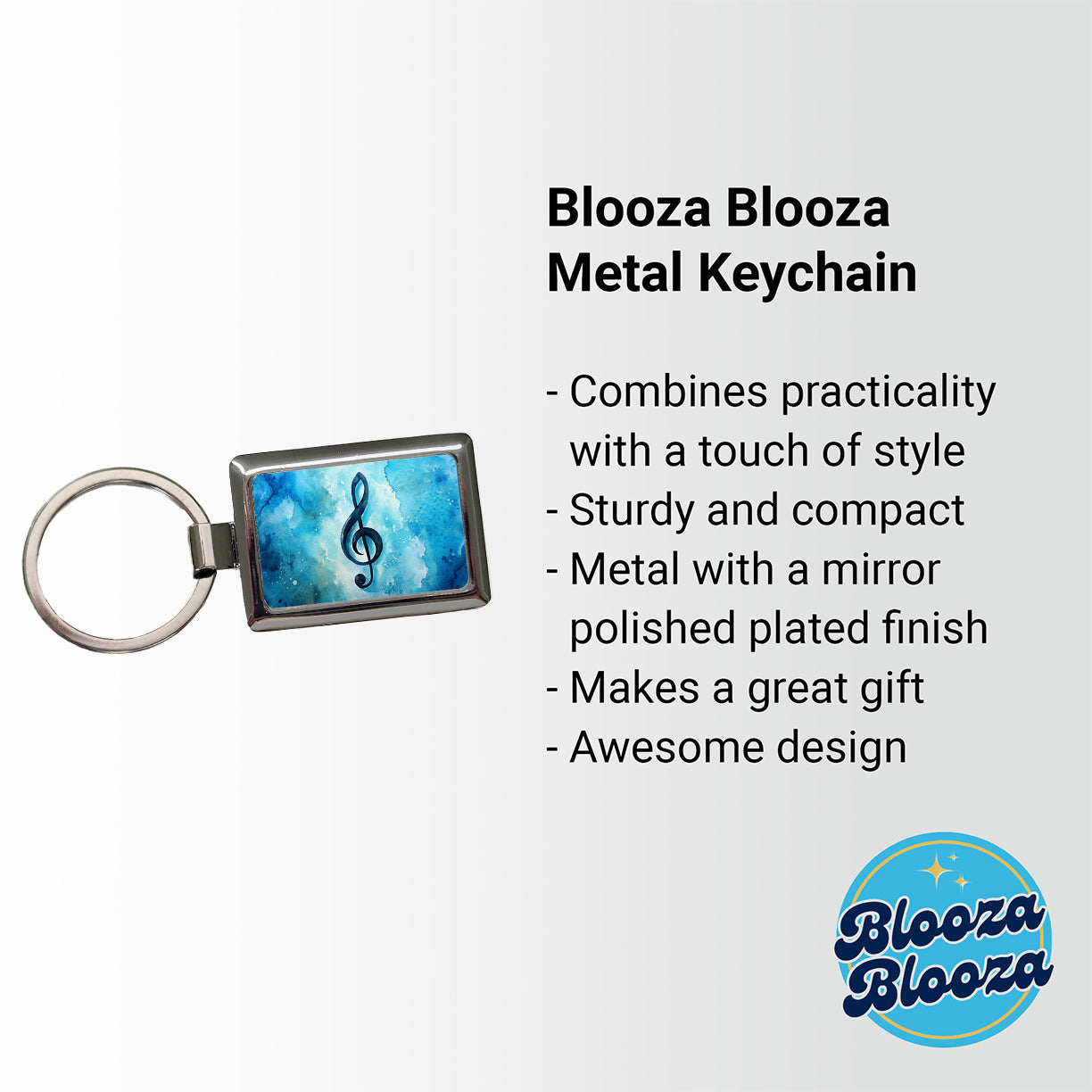 Treble Clef Music Musical Note Blue Watercolor Rectangle Metal Keychain